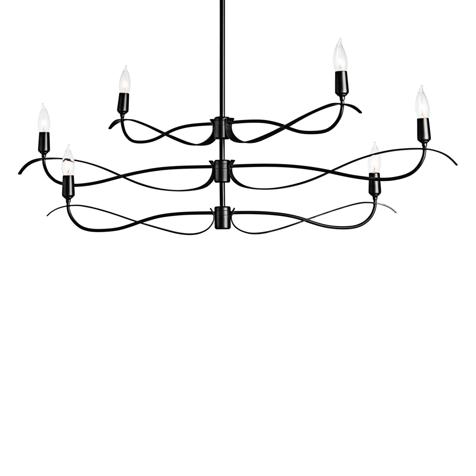 Willow 6-Light Small Chandelier by Hubbardton Forge, Dimmable, Artisan Crafted, Versatile Finish Options