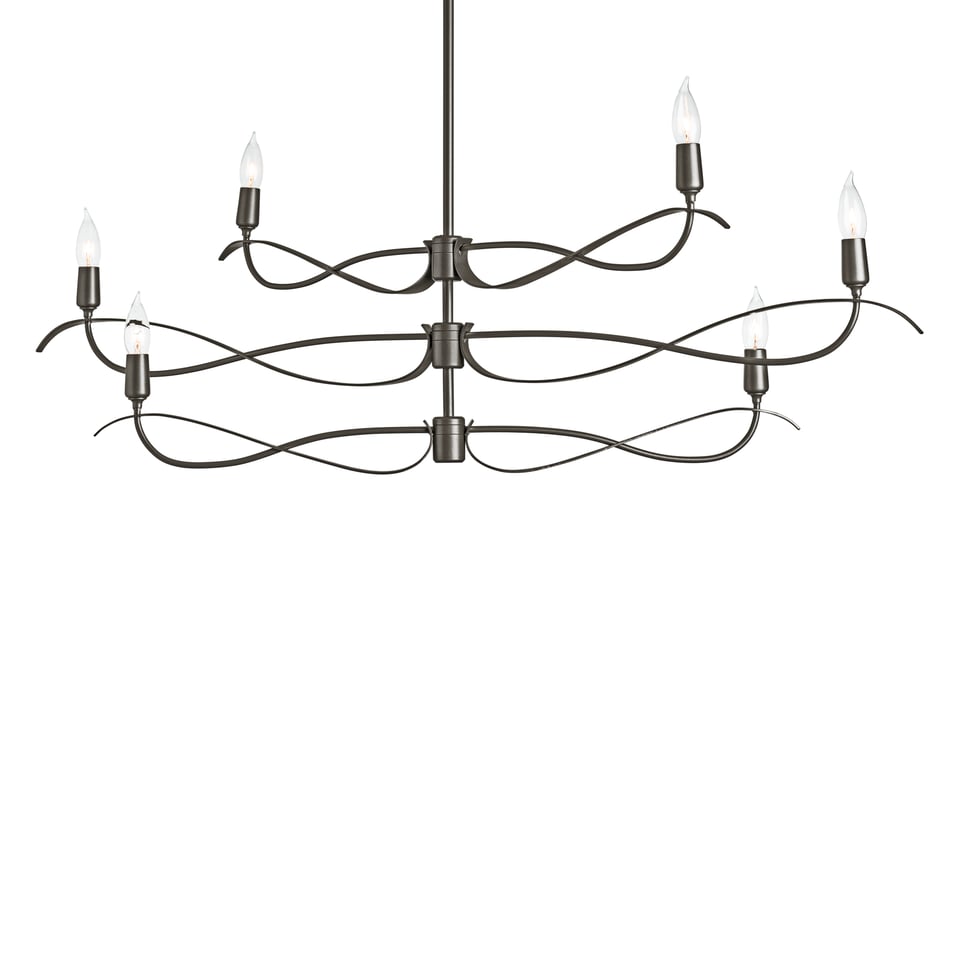 Willow 6-Light Small Chandelier by Hubbardton Forge, Dimmable, Artisan Crafted, Versatile Finish Options