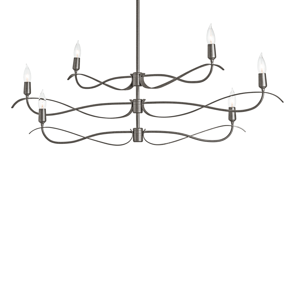 Willow 6-Light Small Chandelier by Hubbardton Forge, Dimmable, Artisan Crafted, Versatile Finish Options