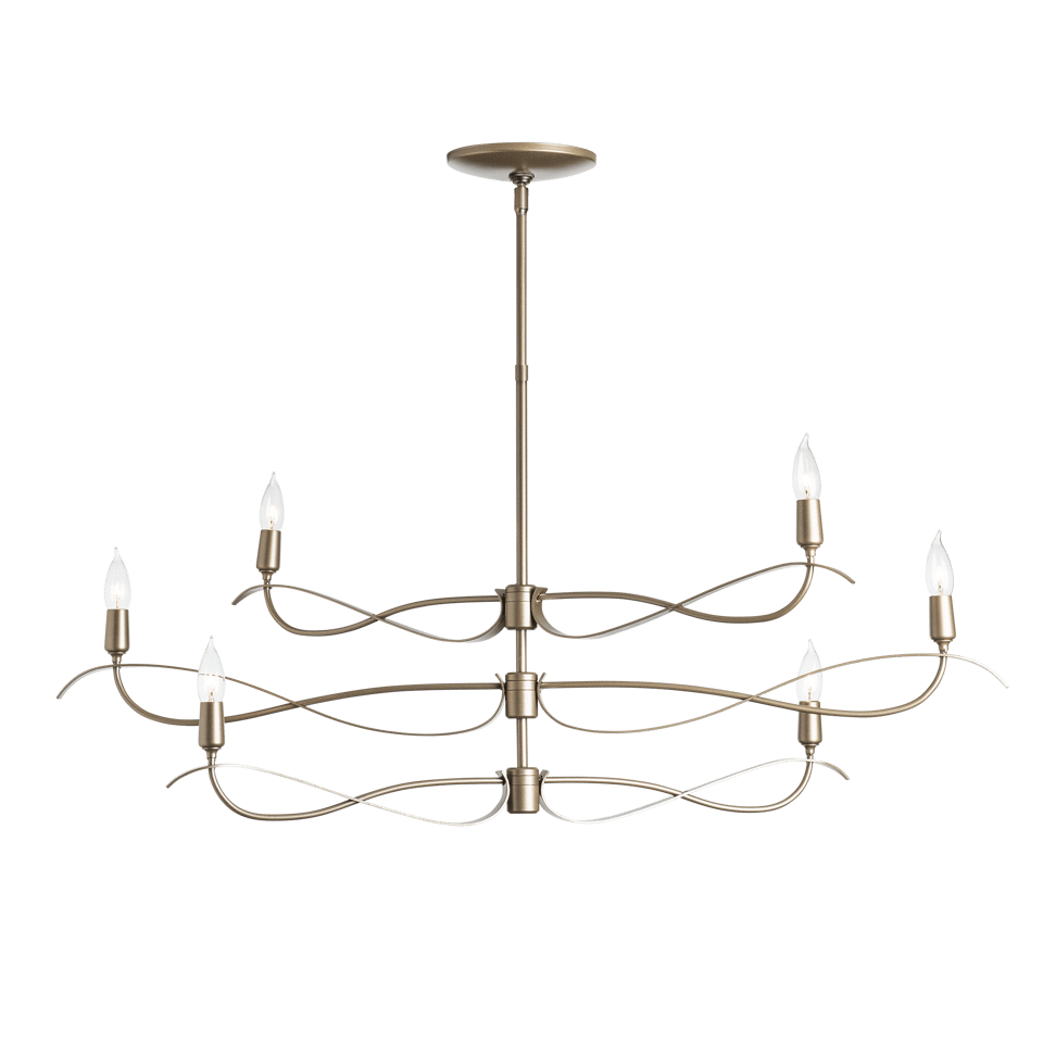 Willow 6-Light Small Chandelier by Hubbardton Forge, Dimmable, Artisan Crafted, Versatile Finish Options