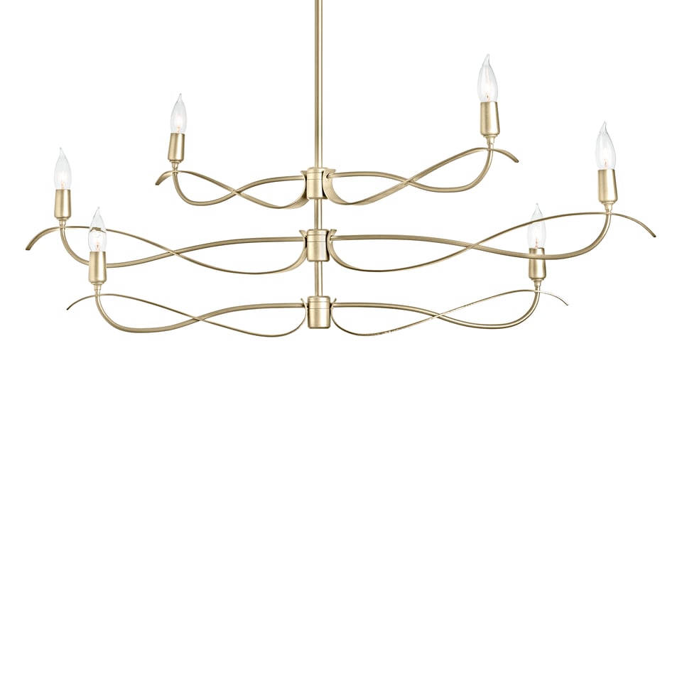 Willow 6-Light Small Chandelier by Hubbardton Forge, Dimmable, Artisan Crafted, Versatile Finish Options