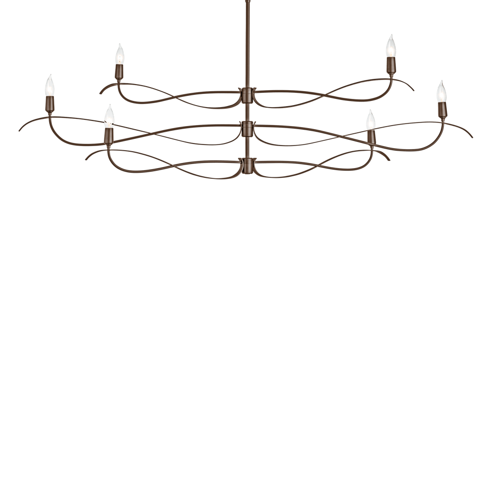 Hubbardton Forge Willow 6-Light Large Chandelier with Dimmable Capability and Versatile Finishes