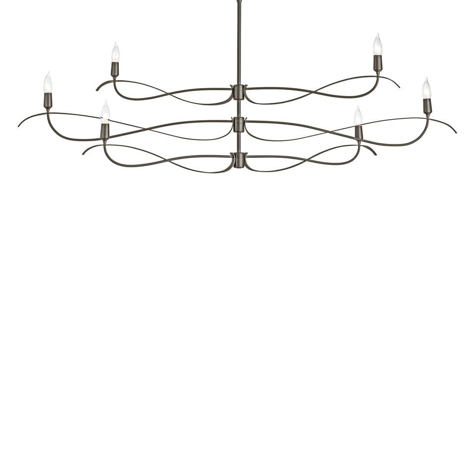 Hubbardton Forge Willow 6-Light Large Chandelier with Dimmable Capability and Versatile Finishes