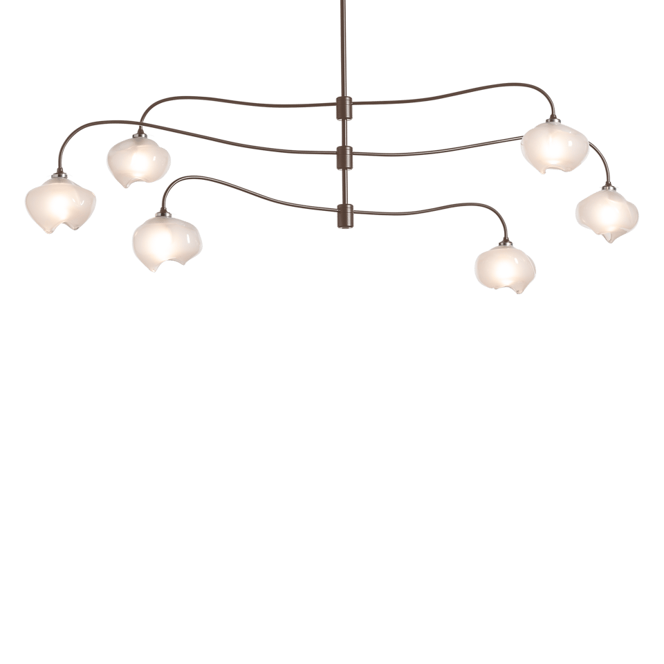 Ume 6-Light Large Pendant By Hubbardton Forge - 3-Tier Design, Adjustable Height, Frosted Glass Shades