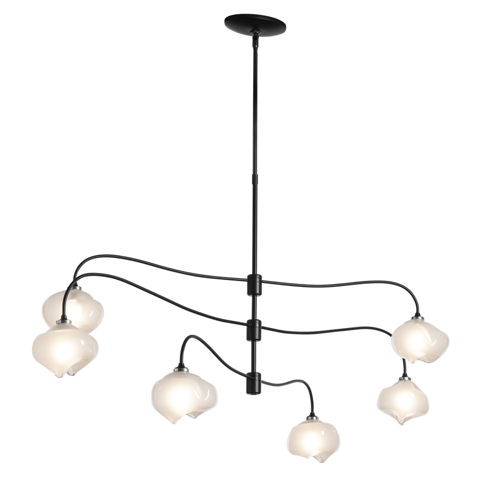 Ume 6-Light Large Pendant By Hubbardton Forge - 3-Tier Design, Adjustable Height, Frosted Glass Shades