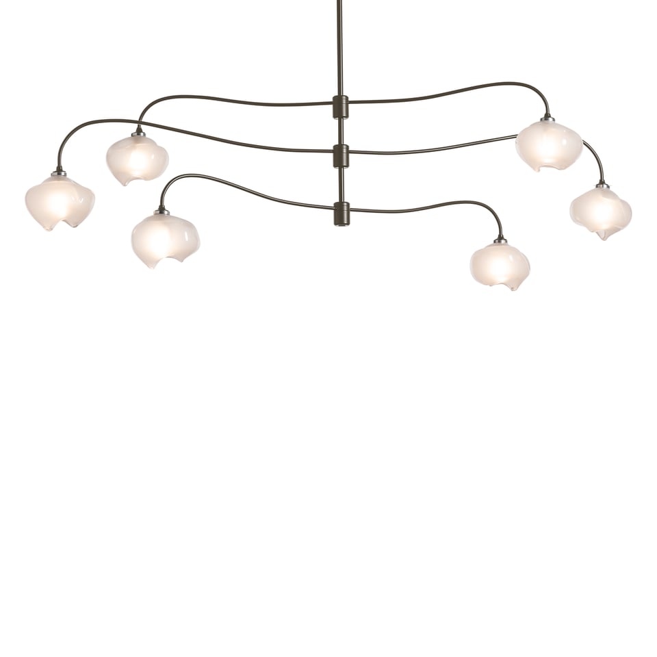 Ume 6-Light Large Pendant By Hubbardton Forge - 3-Tier Design, Adjustable Height, Frosted Glass Shades