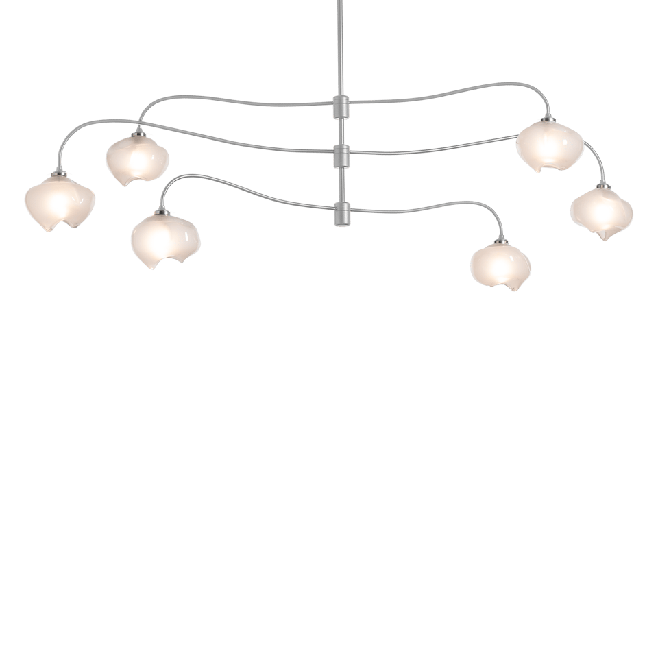 Ume 6-Light Large Pendant By Hubbardton Forge - 3-Tier Design, Adjustable Height, Frosted Glass Shades