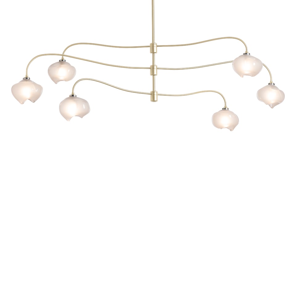 Ume 6-Light Large Pendant By Hubbardton Forge - 3-Tier Design, Adjustable Height, Frosted Glass Shades