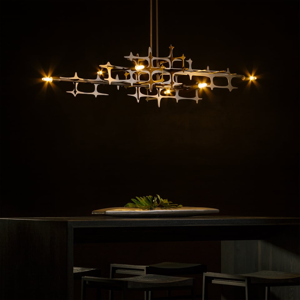 Hubbardton Forge Grid Pendant Light Fixture - Dimmable, Customizable Height, Industrial-Chic Design