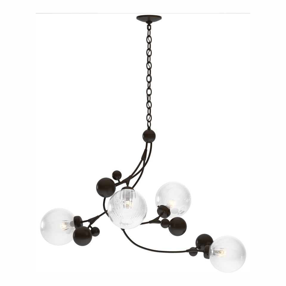 Hubbardton Forge Sprig Pendant Light Fixture, 30.5”H x 42”W, Dimmable, Handcrafted Steel, Glass Berries