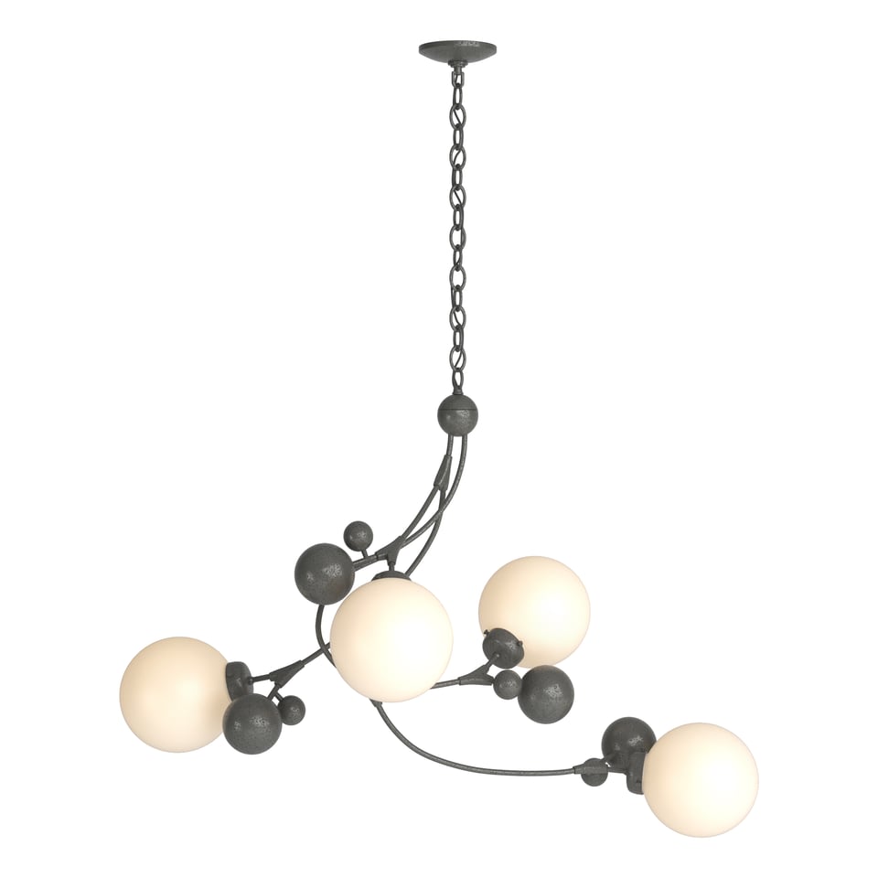 Hubbardton Forge Sprig Pendant Light Fixture, 30.5”H x 42”W, Dimmable, Handcrafted Steel, Glass Berries