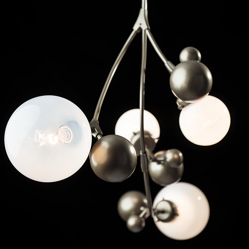 Hubbardton Forge Sprig Pendant Light Fixture, 30.5”H x 42”W, Dimmable, Handcrafted Steel, Glass Berries