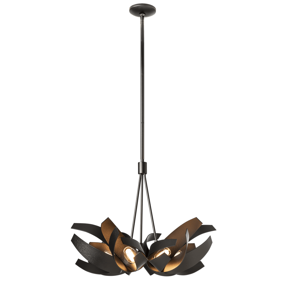 Corona Pendant Light by Hubbardton Forge, Handcrafted Steel, Dimmable, Frosted Glass Shade, 21" H x 26.9" D