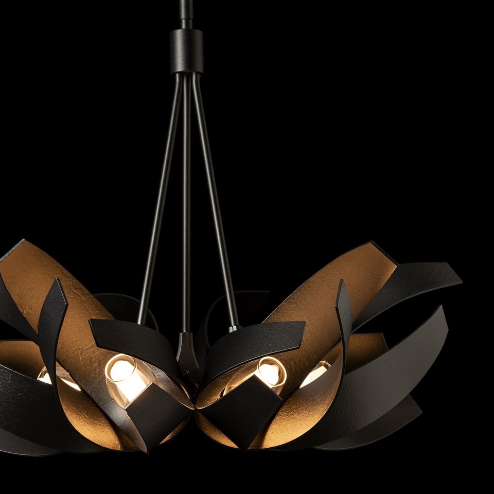 Corona Pendant Light by Hubbardton Forge, Handcrafted Steel, Dimmable, Frosted Glass Shade, 21" H x 26.9" D