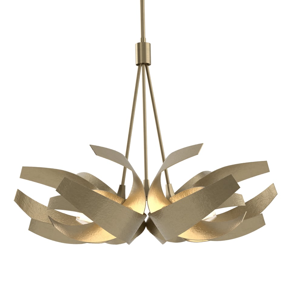 Corona Pendant Light by Hubbardton Forge, Handcrafted Steel, Dimmable, Frosted Glass Shade, 21" H x 26.9" D