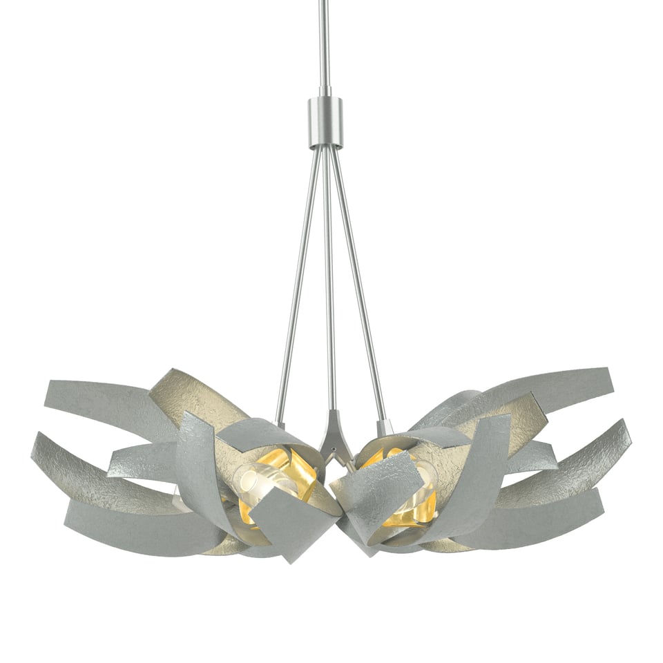 Hubbardton Forge Corona 6-Cluster Brass Pendant Light, Dimmable, UL Damp Rated, 21" Height