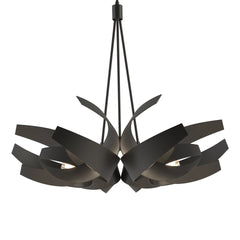 Corona Large Pendant Light by Hubbardton Forge, Handcrafted Steel & Frosted Glass, Dimmable 6-Bulb Fixture