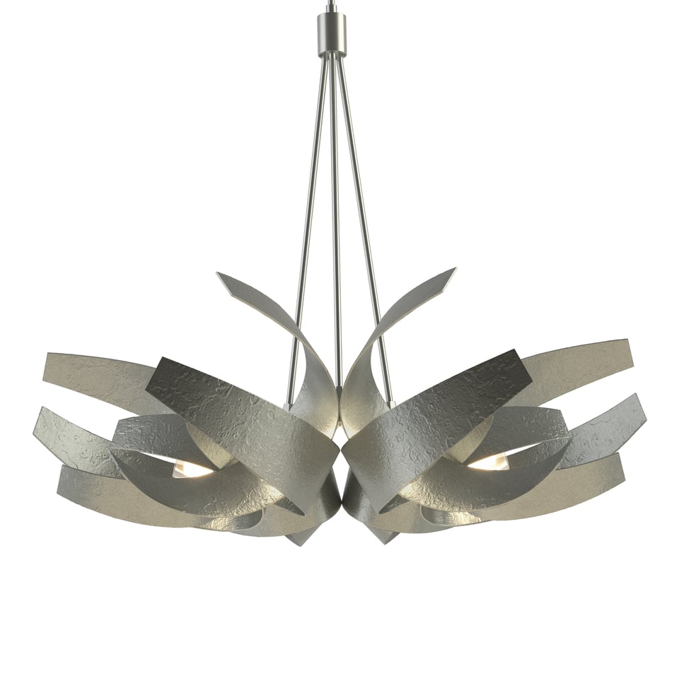 Corona Large Pendant Light by Hubbardton Forge, Handcrafted Steel & Frosted Glass, Dimmable 6-Bulb Fixture