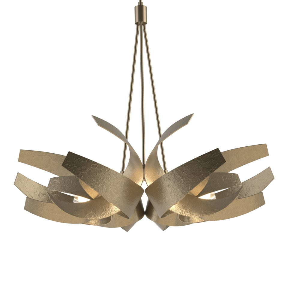 Corona Large Pendant Light by Hubbardton Forge, Handcrafted Steel & Frosted Glass, Dimmable 6-Bulb Fixture