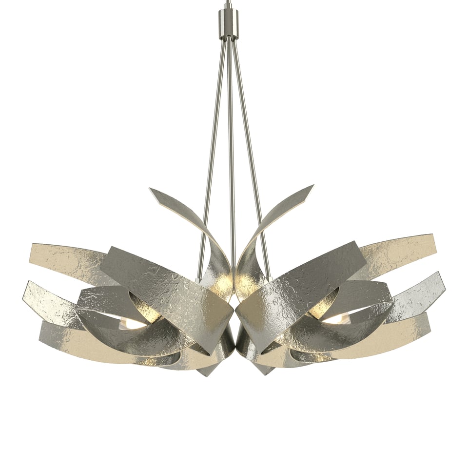 Corona Large Pendant Light by Hubbardton Forge, Handcrafted Steel & Frosted Glass, Dimmable 6-Bulb Fixture