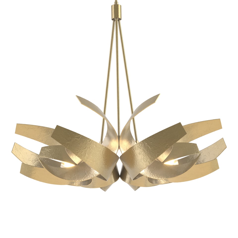 Corona Large Pendant Light by Hubbardton Forge, Handcrafted Steel & Frosted Glass, Dimmable 6-Bulb Fixture