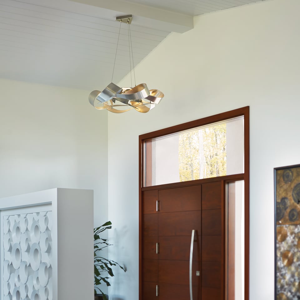 Flux Large 6-Light LED Pendant by Hubbardton Forge - Adjustable Height, Dimmable, Multiple Finishes