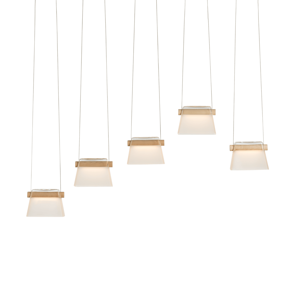 Hubbardton Forge More Cowbell LED Pendant Light, Dimmable 1100 Lumen, Vermont Maple, Modern Design