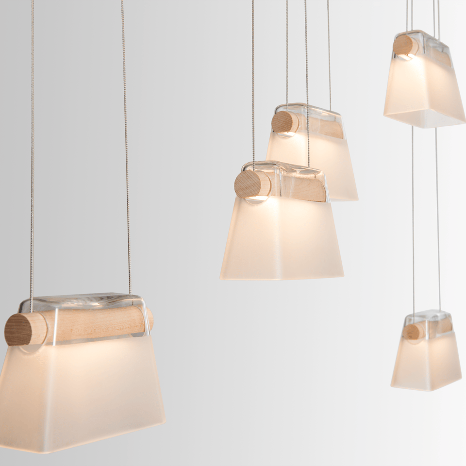 Hubbardton Forge More Cowbell LED Pendant Light, Dimmable 1100 Lumen, Vermont Maple, Modern Design