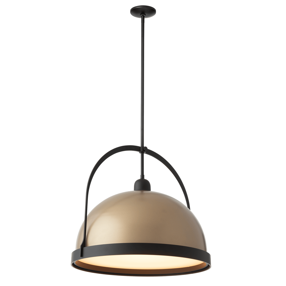 Hubbardton Forge Atlas Large 21" Pendant Light - Dimmable, Two-Tone Steel, Customizable Finishes