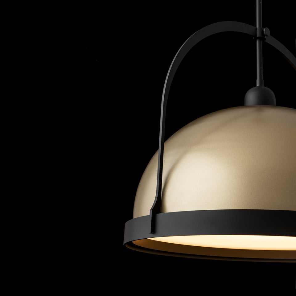 Hubbardton Forge Atlas Large 21" Pendant Light - Dimmable, Two-Tone Steel, Customizable Finishes