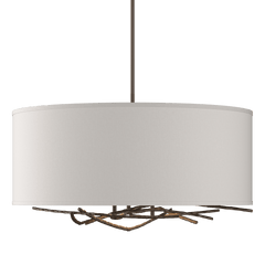 Brindille Drum Shade Pendant by Hubbardton Forge, Artisan Forged Twig Design, 3-Light Fixture, Dimmable