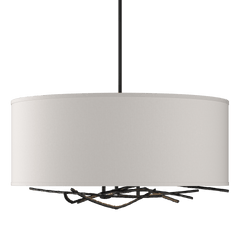 Brindille Drum Shade Pendant by Hubbardton Forge, Artisan Forged Twig Design, 3-Light Fixture, Dimmable