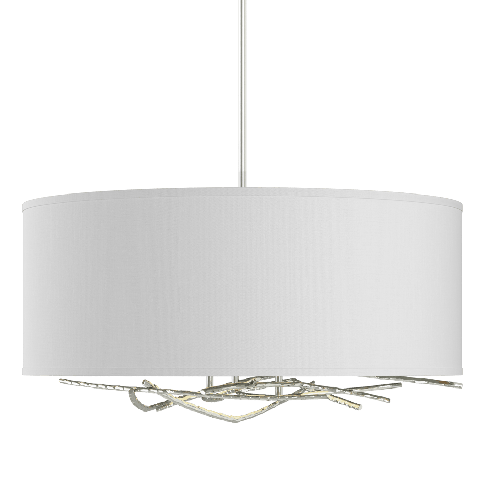 Brindille Drum Shade Pendant by Hubbardton Forge, Artisan Forged Twig Design, 3-Light Fixture, Dimmable