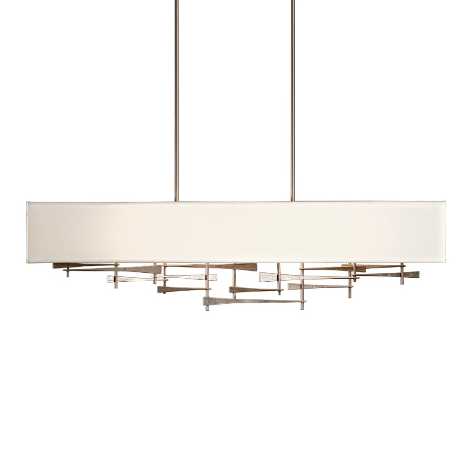 Hubbardton Forge Cavaletti Pendant Light, Handcrafted Steel, Dimmable, Linen Shade, Adjustable Height