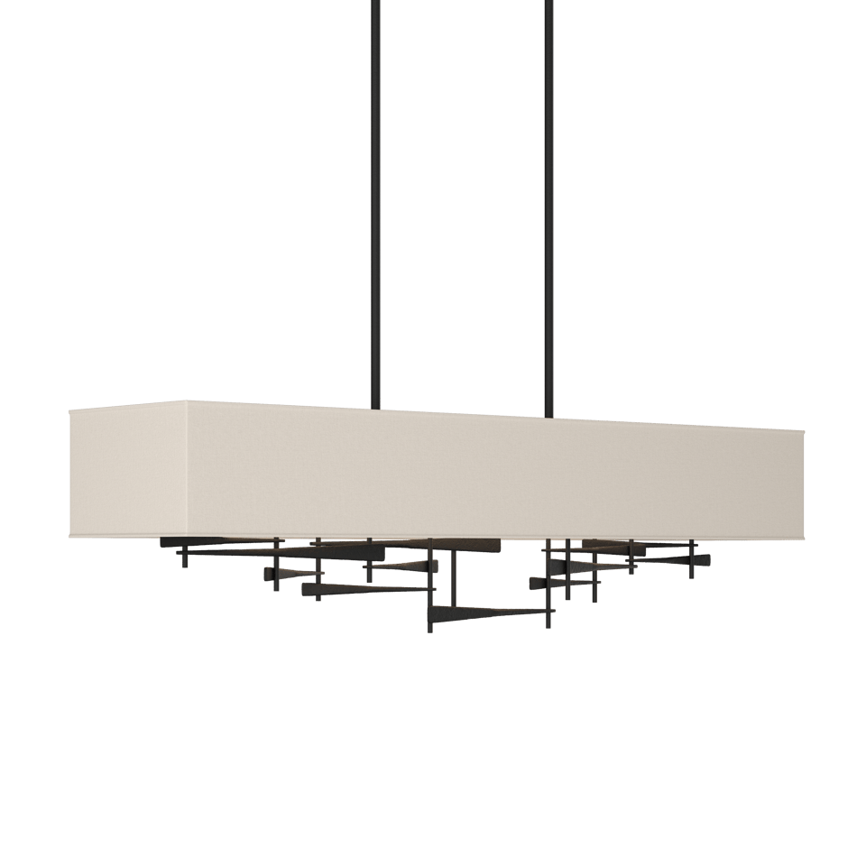 Hubbardton Forge Cavaletti Pendant Light, Handcrafted Steel, Dimmable, Linen Shade, Adjustable Height