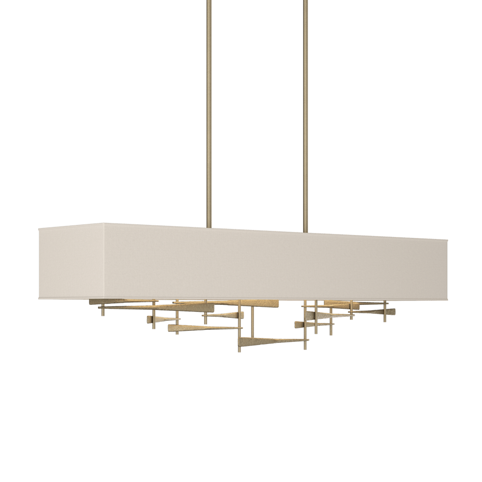 Hubbardton Forge Cavaletti Pendant Light, Handcrafted Steel, Dimmable, Linen Shade, Adjustable Height