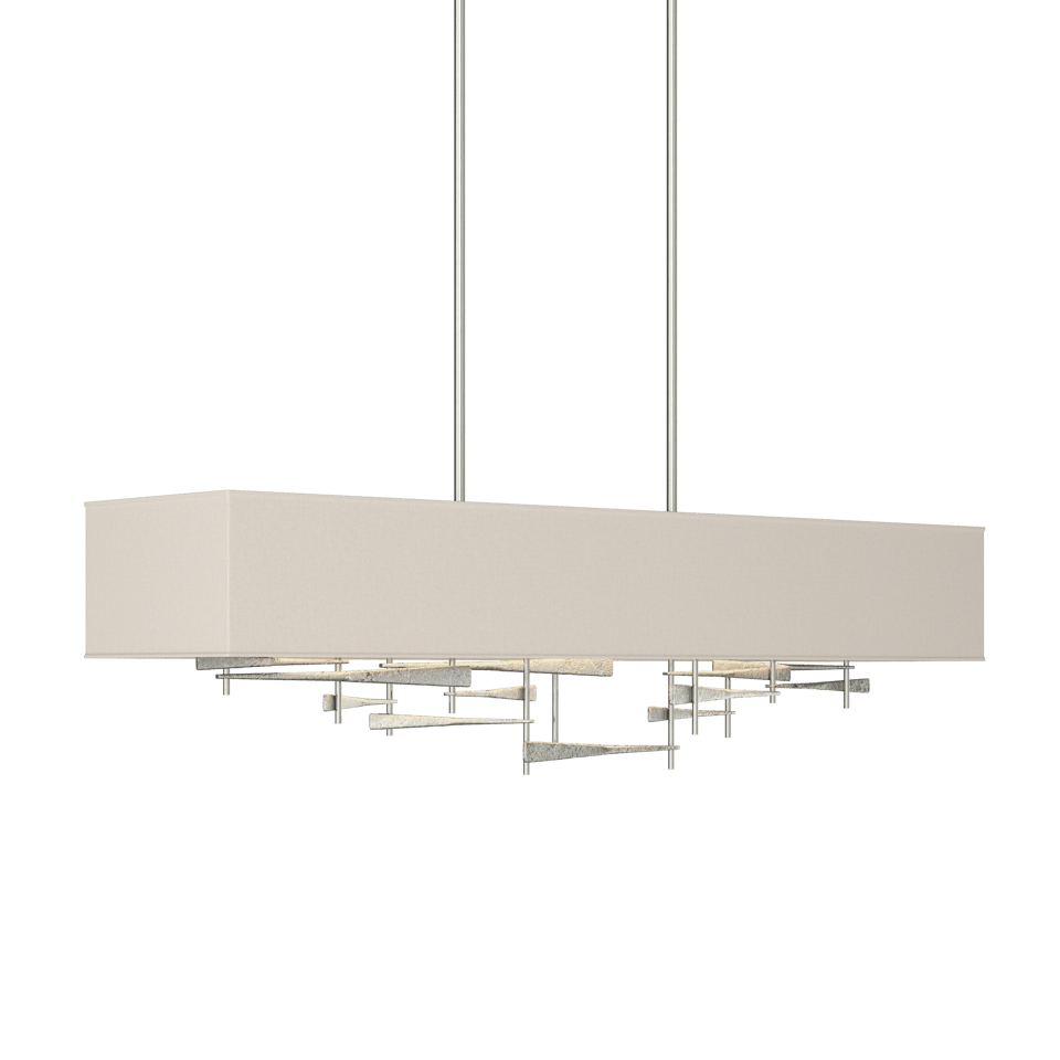 Hubbardton Forge Cavaletti Pendant Light, Handcrafted Steel, Dimmable, Linen Shade, Adjustable Height