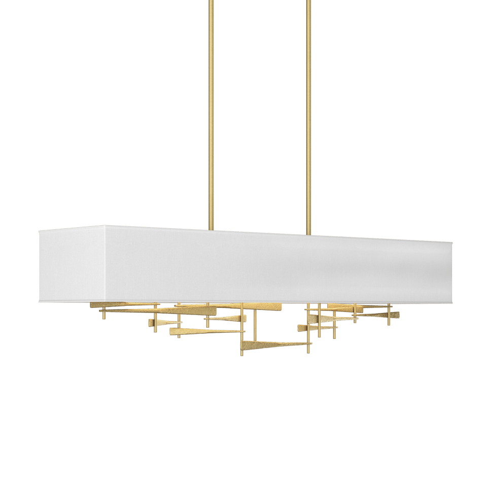 Hubbardton Forge Cavaletti Pendant Light, Handcrafted Steel, Dimmable, Linen Shade, Adjustable Height