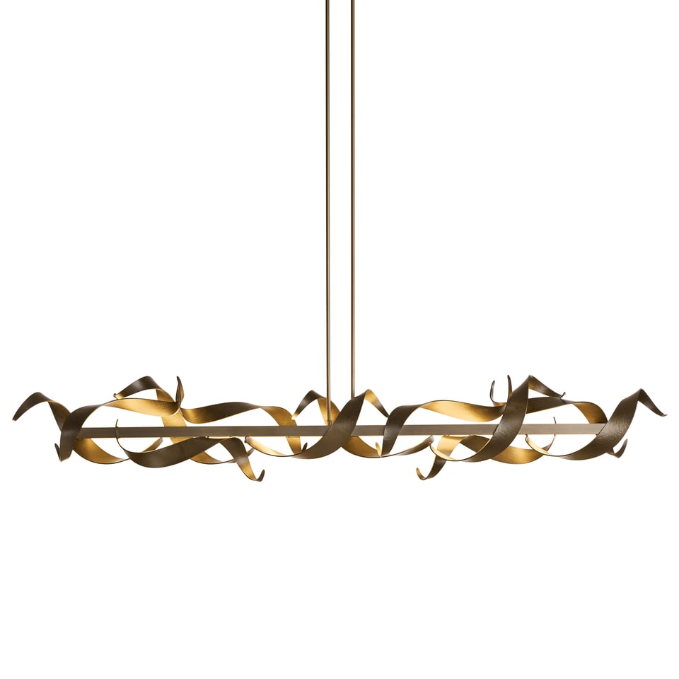 Folio Large LED Pendant 63.4" Wide by Hubbardton Forge - Hand-Forged Steel, 2000 Lumens, 3000K Warm Light