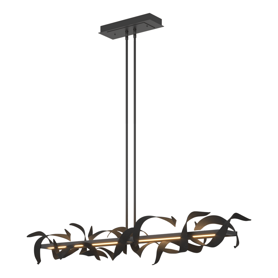 Folio Large LED Pendant 63.4" Wide by Hubbardton Forge - Hand-Forged Steel, 2000 Lumens, 3000K Warm Light