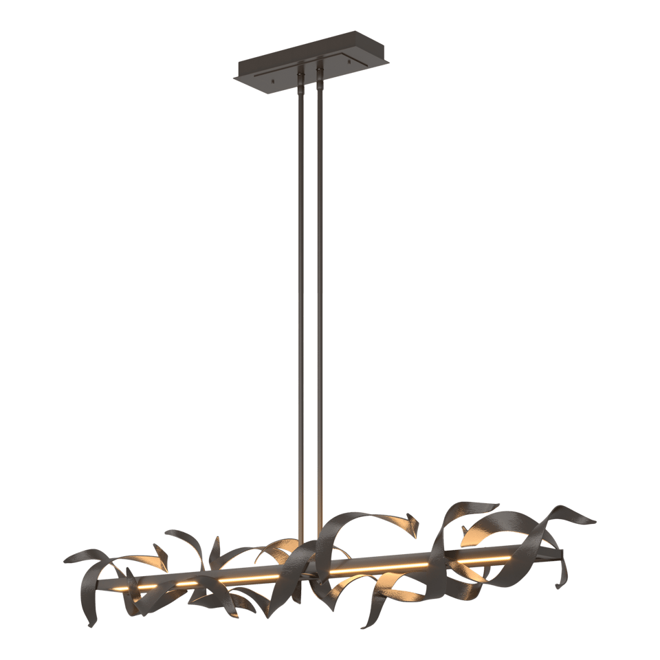 Folio Large LED Pendant 63.4" Wide by Hubbardton Forge - Hand-Forged Steel, 2000 Lumens, 3000K Warm Light