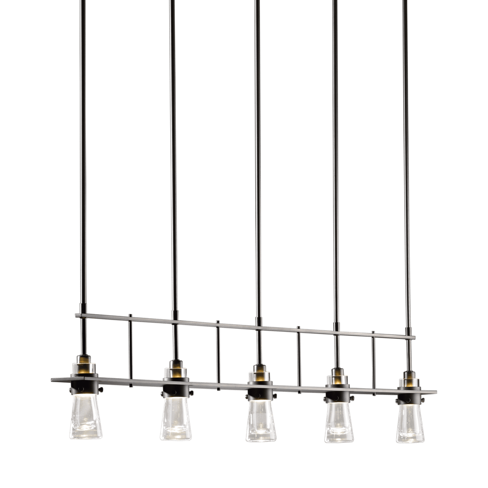 Hubbardton Forge Erlenmeyer 5-Light Pendant, Adjustable Height, Clear Glass, Various Finishes