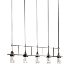 Hubbardton Forge Erlenmeyer 5-Light Pendant, Adjustable Height, Clear Glass, Various Finishes