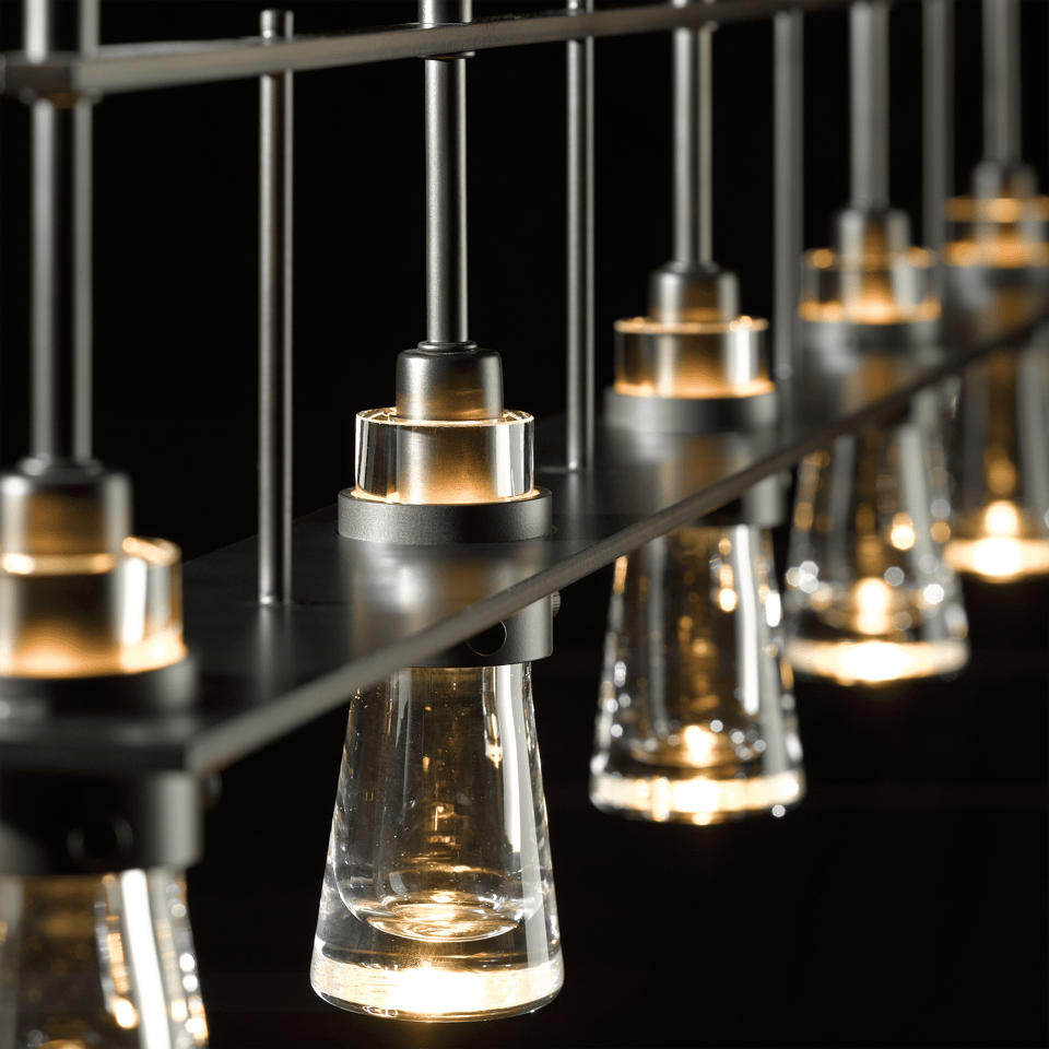 Hubbardton Forge Erlenmeyer 5-Light Pendant, Adjustable Height, Clear Glass, Various Finishes