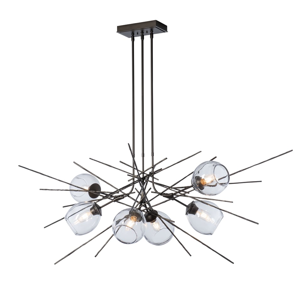 Griffin Pendant Light by Hubbardton Forge, 6-Bulb Capacity, Customizable Finish, Dimmable, Natural Elegance