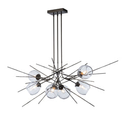 Griffin Pendant Light by Hubbardton Forge, 6-Bulb Capacity, Customizable Finish, Dimmable, Natural Elegance