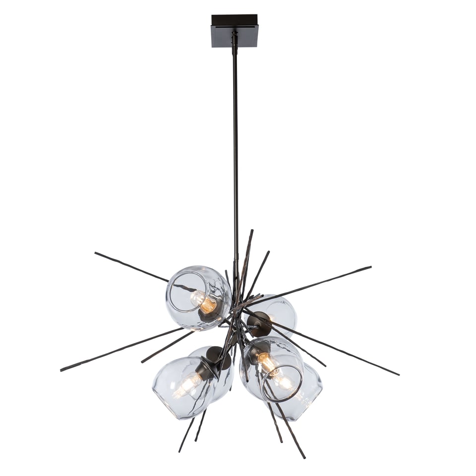 Griffin Pendant Light by Hubbardton Forge, 6-Bulb Capacity, Customizable Finish, Dimmable, Natural Elegance