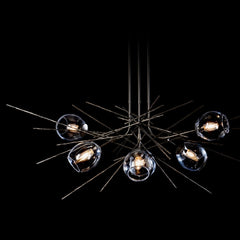 Griffin Pendant Light by Hubbardton Forge, 6-Bulb Capacity, Customizable Finish, Dimmable, Natural Elegance