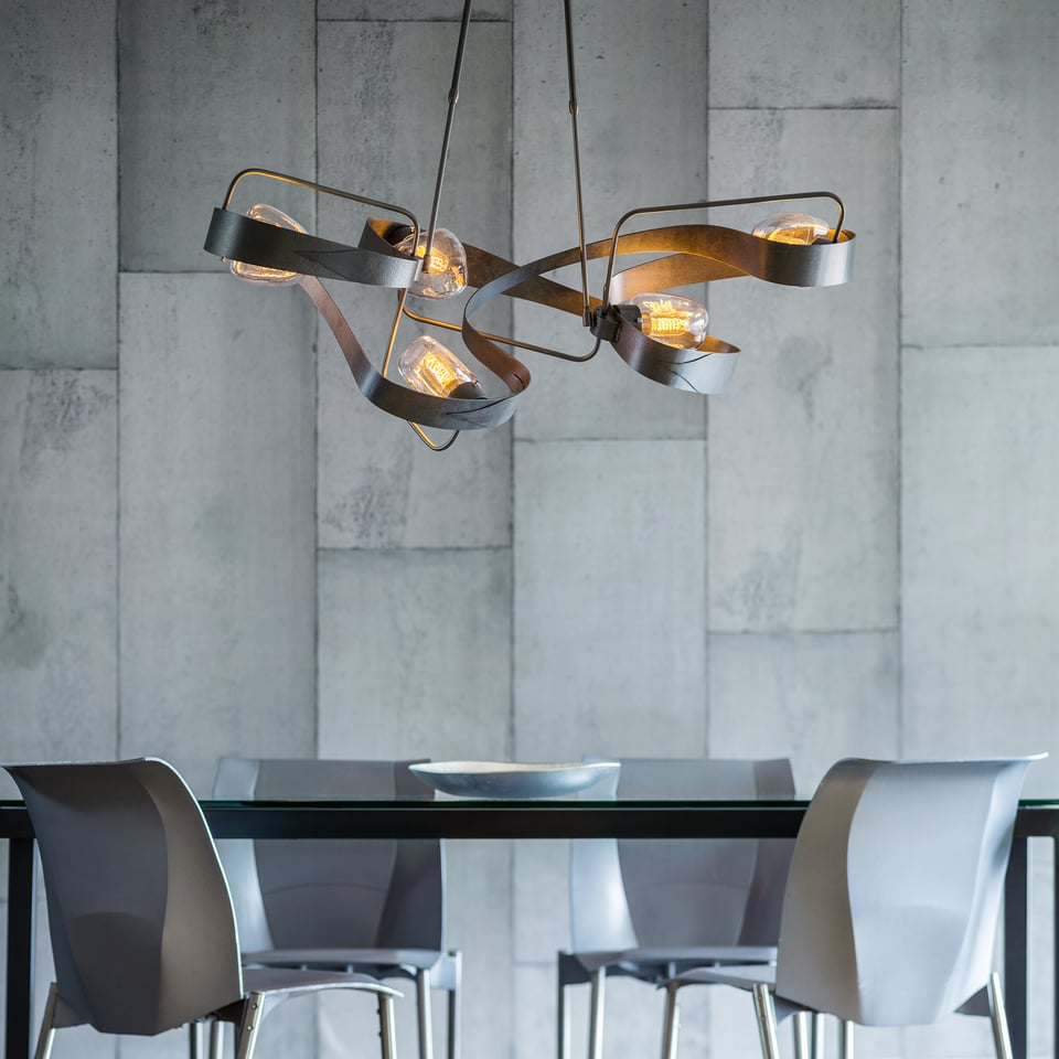 Hubbardton Forge Graffiti Pendant Light 5-Light Design Dimmable Steel & Glass Fixture 137820