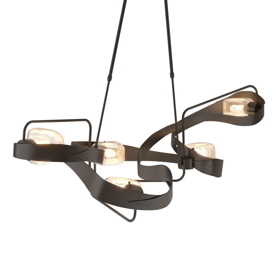 Hubbardton Forge Graffiti Pendant Light 5-Light Design Dimmable Steel & Glass Fixture 137820